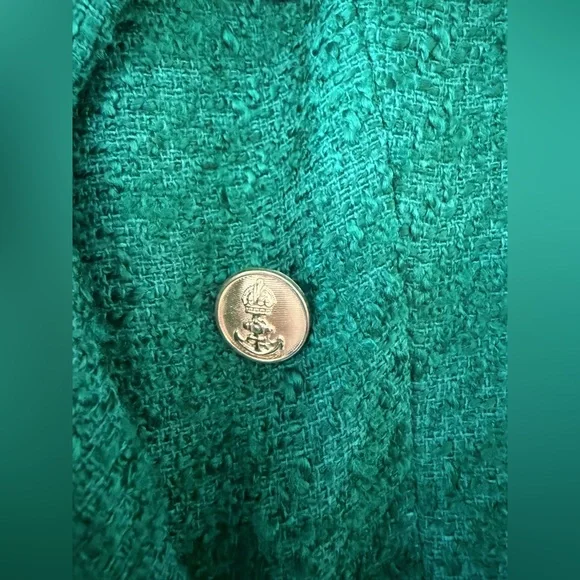 ZARA Bouclé Tweed Blazer M Green Gold Buttons NWT $129 - Picture 4 of 5